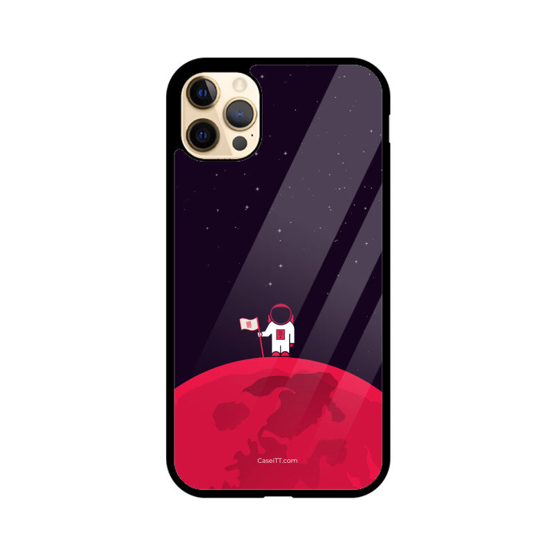 Red Moon In Space Glass Phone Case