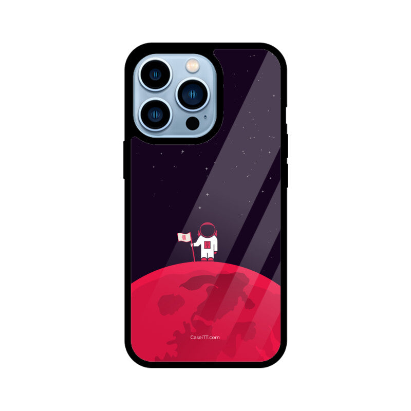 Red Moon In Space Glass Phone Case
