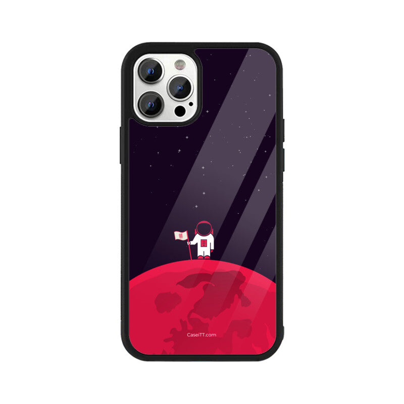Red Moon In Space Glass Phone Case