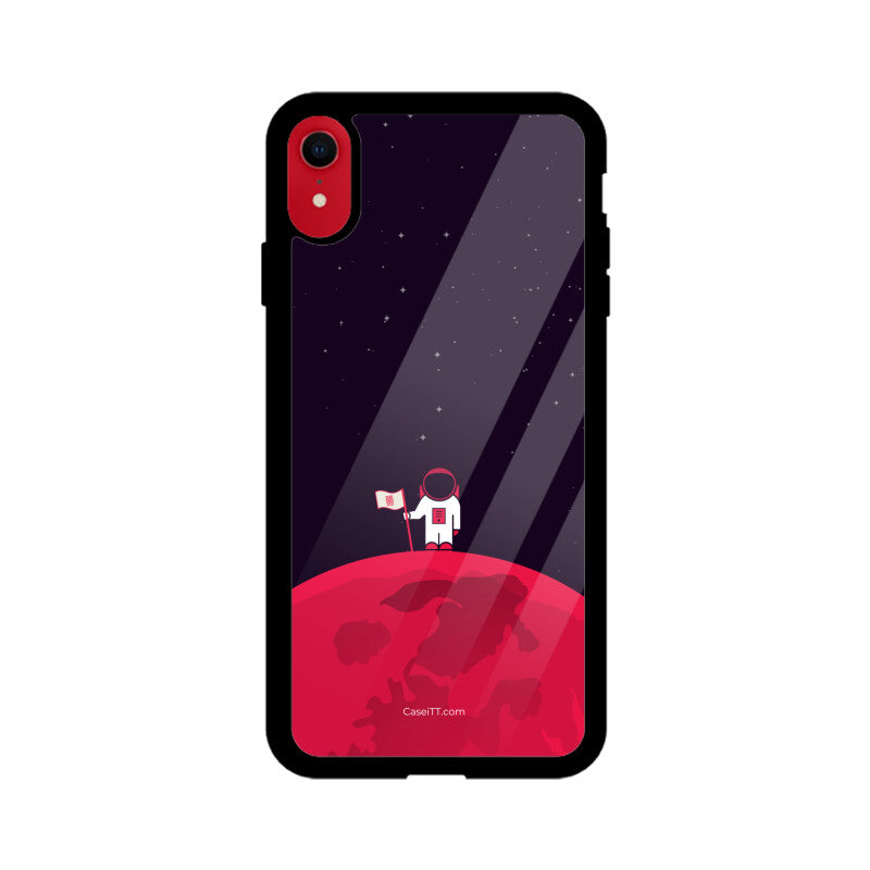 Red Moon In Space Glass Phone Case